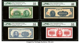 China Central Bank of China Group Lot of 10 Graded Examples PMG Choice Uncirculated 64; About Uncirculated 55; About Uncirculated 53 (3); Extremely Fi...