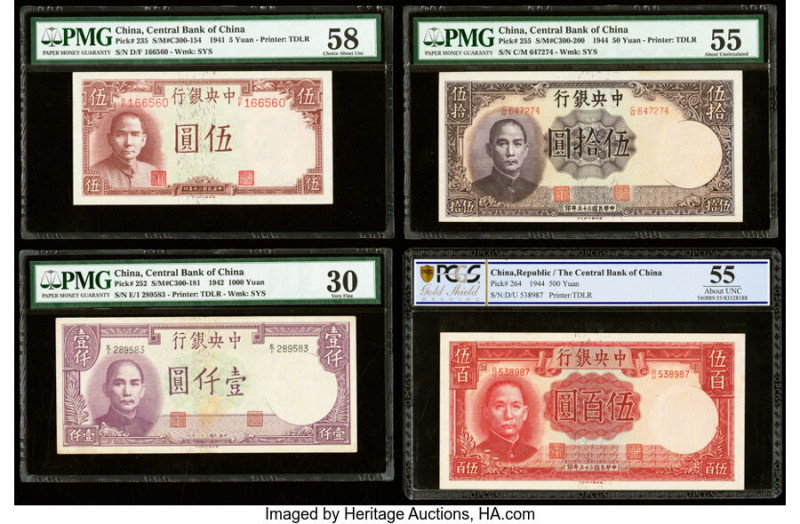China Central Bank of China Group Lot of 7 Graded Examples PMG Choice About Unc ...