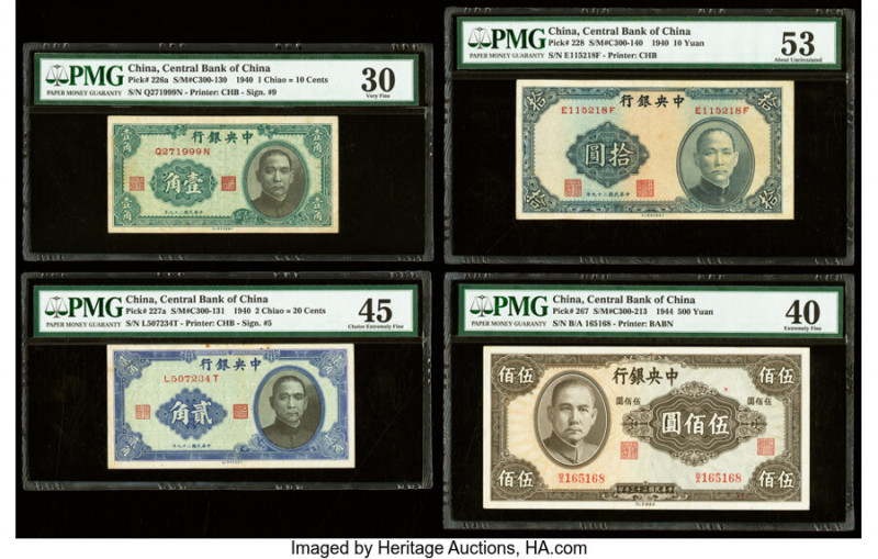 China Central Bank of China Group Lot of 10 Examples PMG Choice About Unc 58 EPQ...
