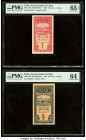 China Farmers Bank of China 10; 20 Cents = 1; 2 Chiao 1.3.1935; 1.4.1935 Pick 455; 456 Two Examples PMG Gem Uncirculated 65 EPQ; Choice Uncirculated 6...