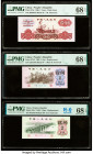 China People's Bank of China 1 Yuan; 1; 2 Jiao 1960; 1962 (2) Pick 874c; 877d*; 878c* Three Examples PMG Superb Gem Unc 68 EPQ (3). Two examples are r...