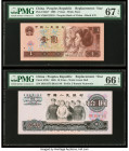China People's Bank of China 1; 10 Yuan 1996; 1965 Pick 884d*; 879d* Two Replacement Examples PMG Superb Gem Unc 67 EPQ; Gem Uncirculated 66 EPQ. 

HI...