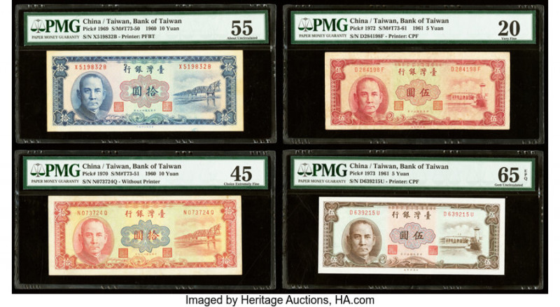 China Bank of Taiwan Group Lot of 8 Examples PMG Gem Uncirculated 65 EPQ; Choice...