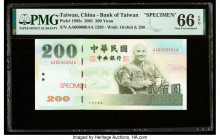 China Bank of Taiwan 200 Yuan 2001 Pick 1992s Specimen PMG Gem Uncirculated 66 EPQ. Red Specimen overprints are present on this example.

HID098012420...