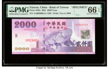 China Bank of Taiwan 2000 Yuan 2001 Pick 1995s Specimen PMG Gem Uncirculated 66 EPQ. Red Specimen overprints are present on this example.

HID09801242...