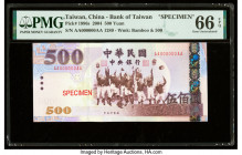 China Bank of Taiwan 500 Yuan 2004 Pick 1996s Specimen PMG Gem Uncirculated 66 EPQ. Red Specimen overprints are present on this example.

HID098012420...