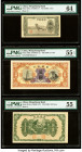 China Mengchiang Bank 5 Fen; 5; 100 Yuan ND (1940); (1938); (1945) Pick J101a; J106a; J110a Three Examples PMG Choice Uncirculated 64; About Uncircula...