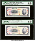 China Bank of Taiwan, Kinmen; Matsu 50 Yuan 1969 (ND 1970) Pick R111; R123 Two Examples PMG Gem Uncirculated 65 EPQ; Gem Uncirculated 66 EPQ. 

HID098...