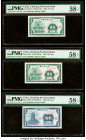 China Chekiang Provincial Bank 10 (2); 20; 50 (2) Cents 1936 Pick S877 (2); S878; S879 (2) Five Examples PMG Choice About Unc 58 EPQ (3); About Uncirc...