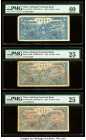 China Sinkiang Provincial Bank 10 Silver Yuan 1950 Pick S1806 (4); S1807 Five Examples PMG Extremely Fine 40; Very Fine 30; Very Fine 25 (2); PCGS Gol...