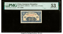 China Guangxau Shangdian 2 Fen = 2 Cents 1938 Pick S3775 S/M#Y3-1 PMG About Uncirculated 53. Staple holes are noted on this example.

HID09801242017

...