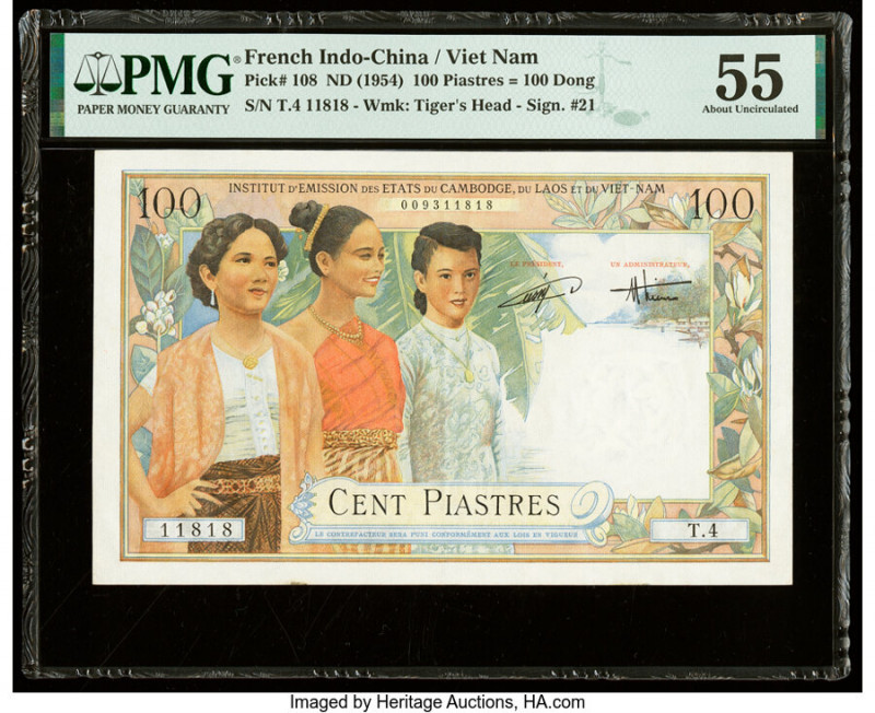 French Indochina Institut d'Emission des Etats, Vietnam 100 Piastres = 100 Dong ...