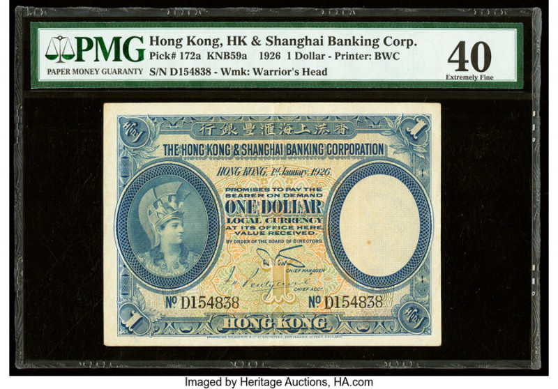 Hong Kong Hongkong & Shanghai Banking Corp. 1 Dollar 1.1.1926 Pick 172a PMG Extr...