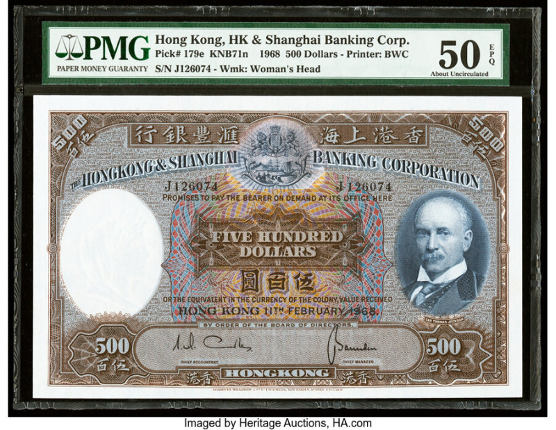 Hong Kong Hongkong & Shanghai Banking Corp. 500 Dollars 11.2.1968 Pick 179e PMG ...