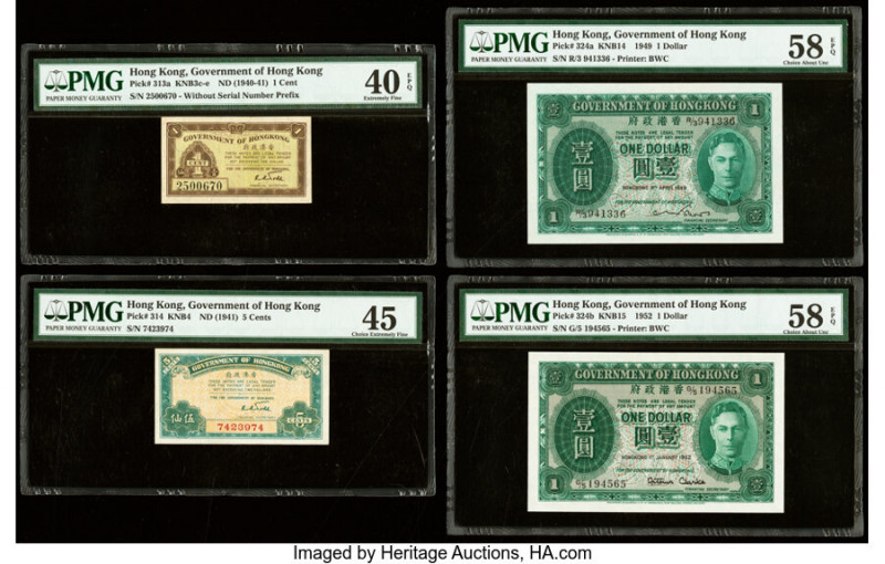 Hong Kong Government of Hong Kong 1; 5 Cents; 1 Dollar (2) ND (1940-41); 1941; 9...