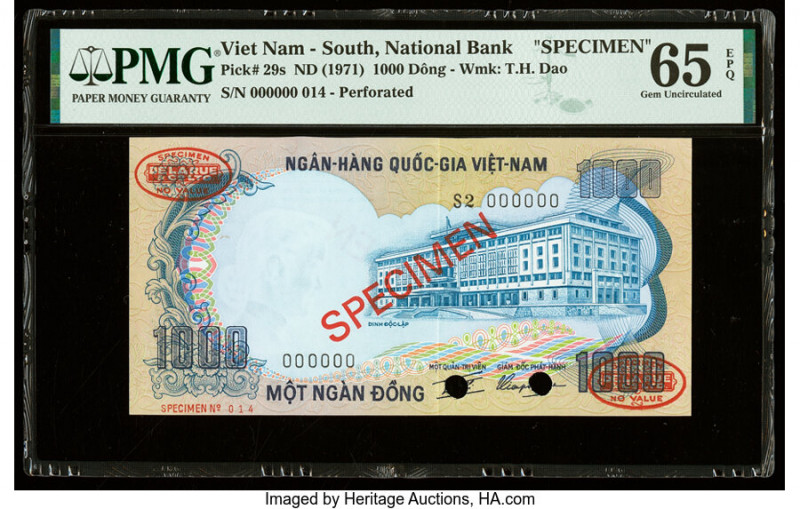 South Vietnam National Bank of Viet Nam 1000 Dong ND (1971) Pick 29s Specimen PM...