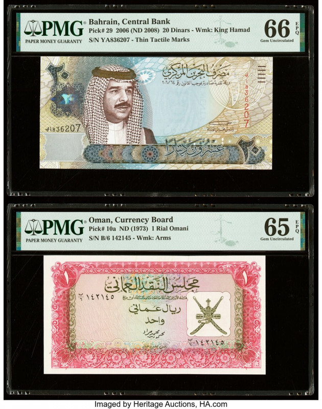 Bahrain Central Bank of Bahrain 20 Dinars 2006 (ND 2008) Pick 29 PMG Gem Uncircu...