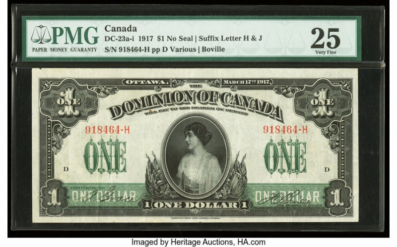 Canada Dominion of Canada $1 17.3.1917 DC-23a-i PMG Very Fine 25. Small nick in ...