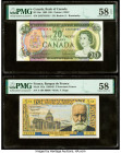 Canada Bank of Canada $20 1969 BC-50a PMG Choice About Unc 58 EPQ; France Banque de France 5 Nouveaux Francs 2.5.1963 Pick 141a PMG Choice About Unc 5...