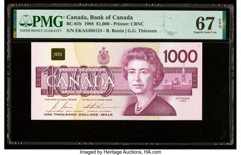 Canada Bank of Canada $1000 1988 BC-61b PMG Superb Gem Unc 67 EPQ. 

HID09801242...