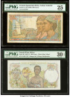 French Equatorial Africa Caisse Centrale de la France d'Outre-Mer 500 Francs ND (1949) Pick 25 PMG Very Fine 25; French West Africa Banque de l'Afriqu...