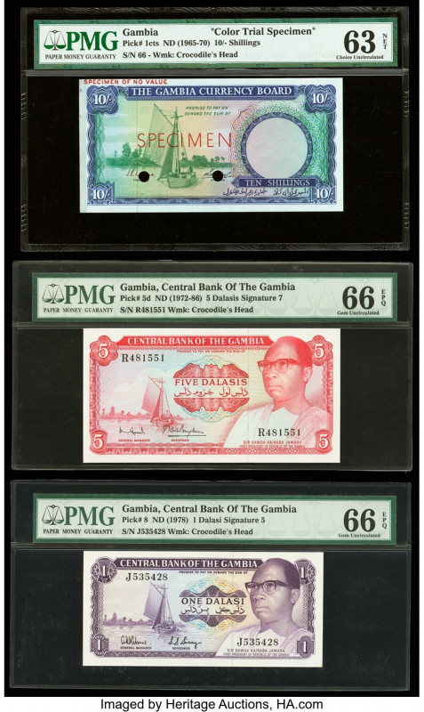Gambia Group Lot of 5 Examples PMG Gem Uncirculated 66 EPQ (2); Gem Uncirculated...