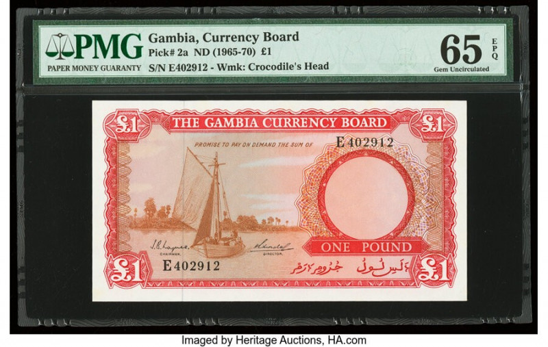 Gambia The Gambia Currency Board 1 Pound ND (1965-70) Pick 2a PMG Gem Uncirculat...
