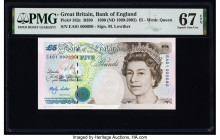 Low Serial 000090 Great Britain Bank of England 5 Pounds 1990 (ND 1999-2002) Pick 382c PMG Superb Gem Unc 67 EPQ. Part of a matching serial number set...