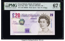 Low Serial 000090 Great Britain Bank of England 20 Pounds 1999 (ND 1999-2003) Pick 390a PMG Superb Gem Unc 67 EPQ. Part of a matching serial number se...
