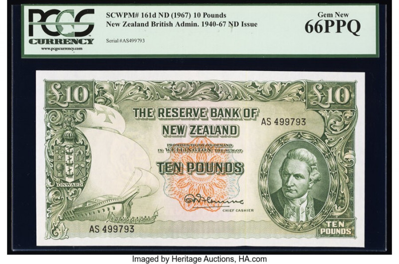 New Zealand Reserve Bank of New Zealand 10 Pounds ND (1960-67) Pick 161d PCGS Ge...