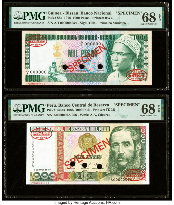 Peru Banco Central de Reserva 1000 Intis 6.3.1986 Pick 136as Specimen PMG Superb...