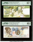 Portugal Banco de Portugal 5000; 2000 Escudos 31.10.1991; 23.5.1991 Pick 184d; 186a Two Examples PMG Superb Gem Unc 67 EPQ; Gem Uncirculated 65 EPQ. 
...