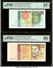 Portugal Banco de Portugal 5000; 10,000 Escudos 5.1.1995; 2.5.1996 Pick 190a; 191a PMG Gem Uncirculated 66 EPQ; Superb Gem Unc 67 EPQ. 

HID0980124201...