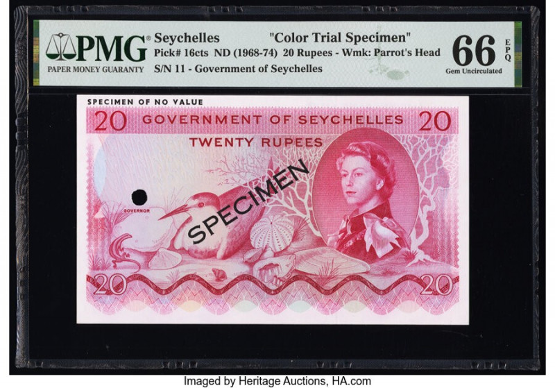 Seychelles Government of Seychelles 20 Rupees ND (1968-74) Pick 16cts Color Tria...