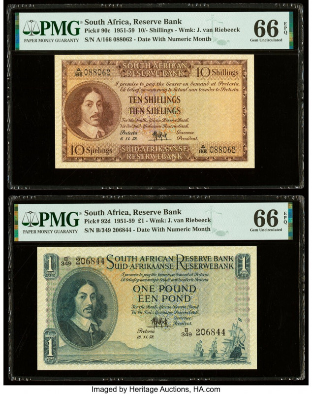 South Africa South African Reserve Bank 10 Shillings; 1 Pound 6.11.1958; 18.11.1...