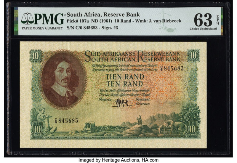South Africa Republic of South Africa 10 Rand ND (1961) Pick 107a PMG Choice Unc...