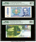 Czechoslovakia Czechoslovak State Bank 1000 Korun 1985 Pick 98a PMG Superb Gem Unc 67 EPQ; Switzerland National Bank 50 Franken 1994 Pick 70a PMG Choi...