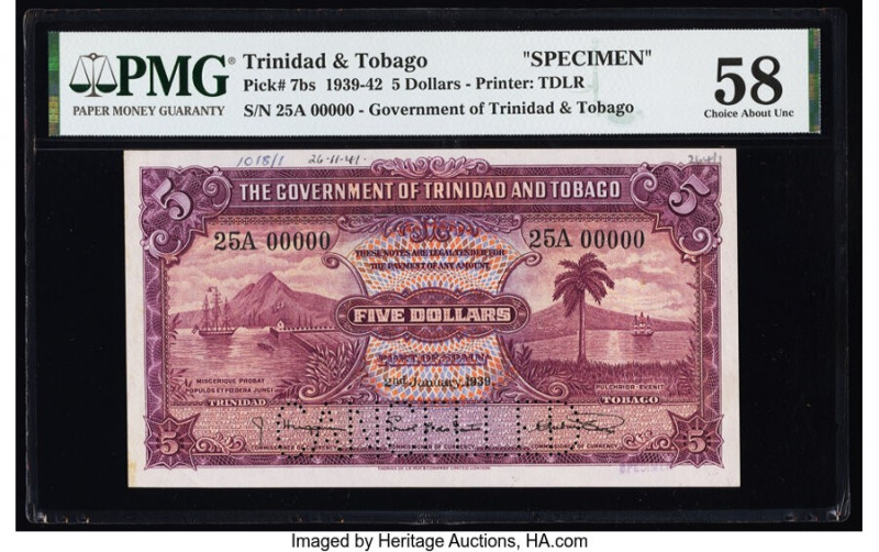 Trinidad & Tobago Government of Trinidad and Tobago 5 Dollars 2.1.1939 Pick 7bs ...