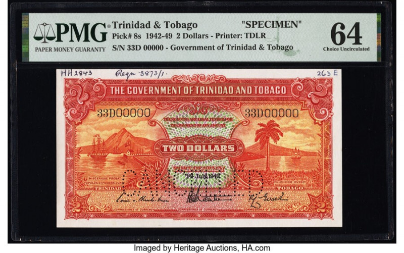 Trinidad & Tobago Government of Trinidad and Tobago 2 Dollars 1.7.1949 Pick 8s S...