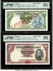 Uruguay Banco de la Republica Oriental 500; 1000 Pesos 2.1.1939 Pick 40as; 41as Two Specimen PMG Gem Uncirculated 65 EPQ; Choice Uncirculated 63. Red ...