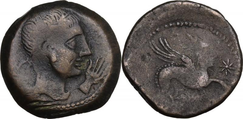 Hispania. Iberia, Castulo. Celtiberian coinage. AE 22 mm, 2nd century BC. Obv. Y...