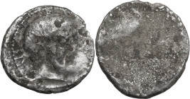 Greek Italy. Etruria, Populonia. AR 5 units, 3rd century BC. Obv. Bearded male head right; behind, V. Rev. Blank. HGC 1 132; Vecchi EC Series 89. AR. ...