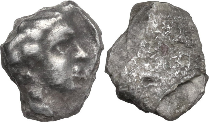Greek Italy. Etruria, Populonia. AR As, 3rd century BC. Obv. Male head right; be...