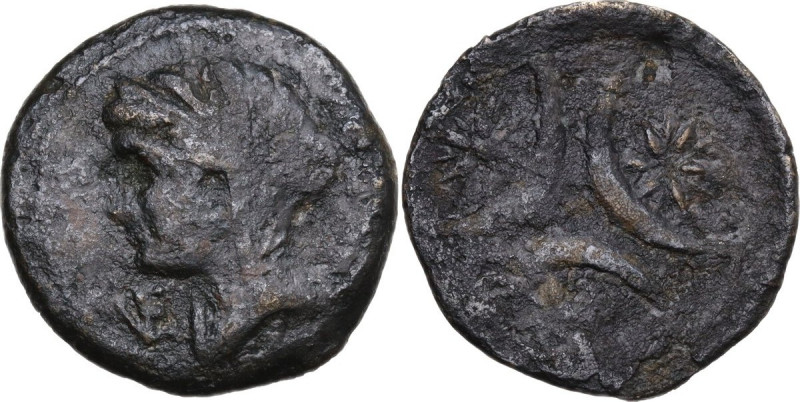 Greek Italy. Northern Apulia, Venusia. AE Teruncius, c. 210-200 BC. Obv. Head of...