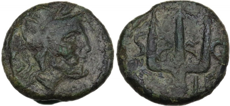 Greek Italy. Northern Lucania, Paestum. AE Semis, c. 2nd century BC. Obv. Laurea...