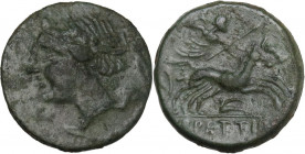 Greek Italy. Bruttium, The Brettii. AE Half unit, 211-208 BC. Obv. Bust of Nike left. Rev. Zeus in biga right; below, plough. HN Italy 1997. AE. 3.00 ...