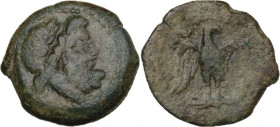 Sicily. Akragas. AE 23 mm. 213-210 BC. Obv. Laureate head of Zeus right. Rev. Eagle standing facing, head right, wings spread, on thunderbolt. CNS I 1...