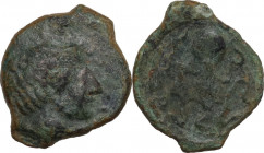 Sicily. Eryx. AE 12 mm, c. 330-260 BC. Obv. Female head right. Rev. Octopus. HGC 2 949 (Motya); CNS I 24; Campana 55a. AE. 1.30 g. 12.00 mm. VF.