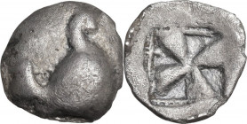 Sicily. Himera. AR Litra, 530-515 BC. Obv. Rooster right. Rev. Incuse square with windmill patterns. HGC 2 426. AR. 10.00 mm. F.