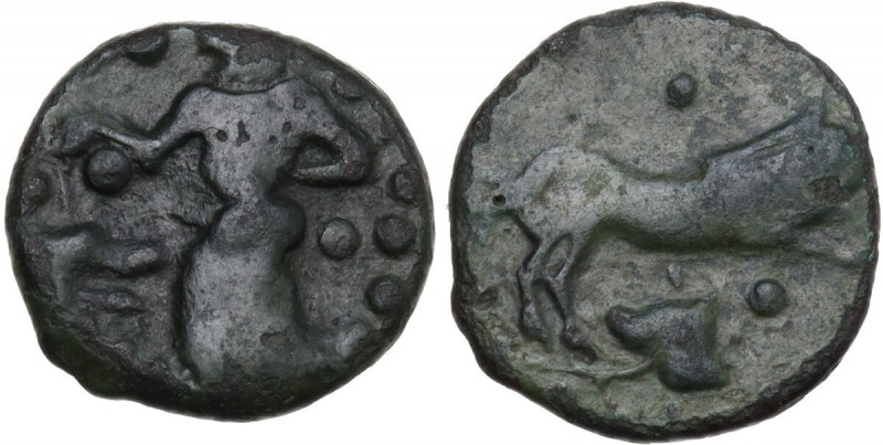 Sicily. Himera. AE Hexas or Dionkion, c. 420-409/8 BC. Obv. Nymph (Himera?) stan...